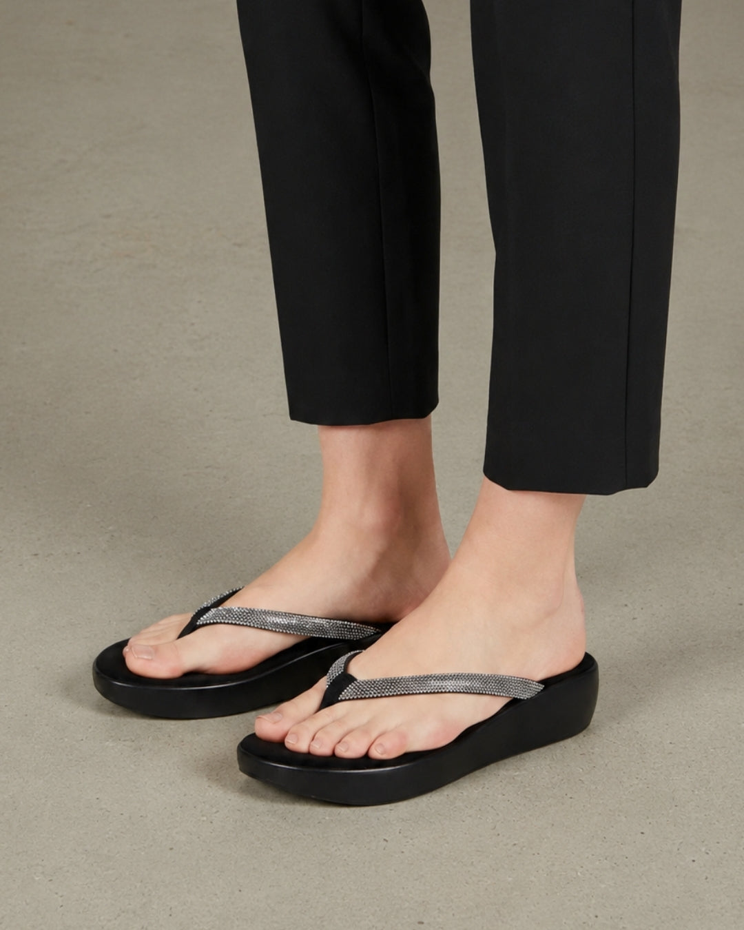 Black Casual Wedge Sandals