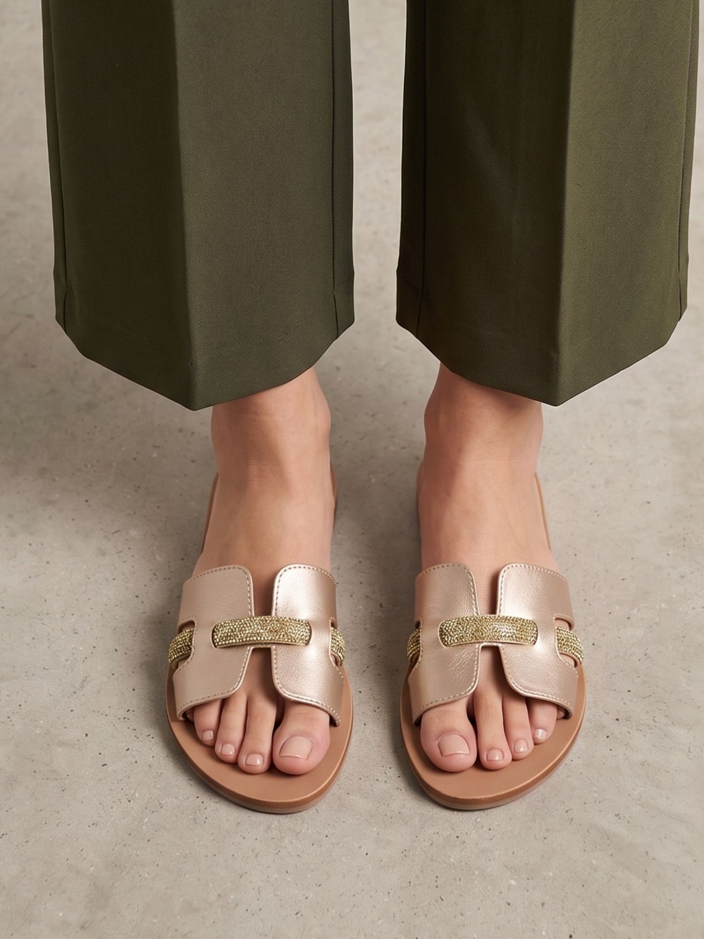Gold Open-Toe Flats