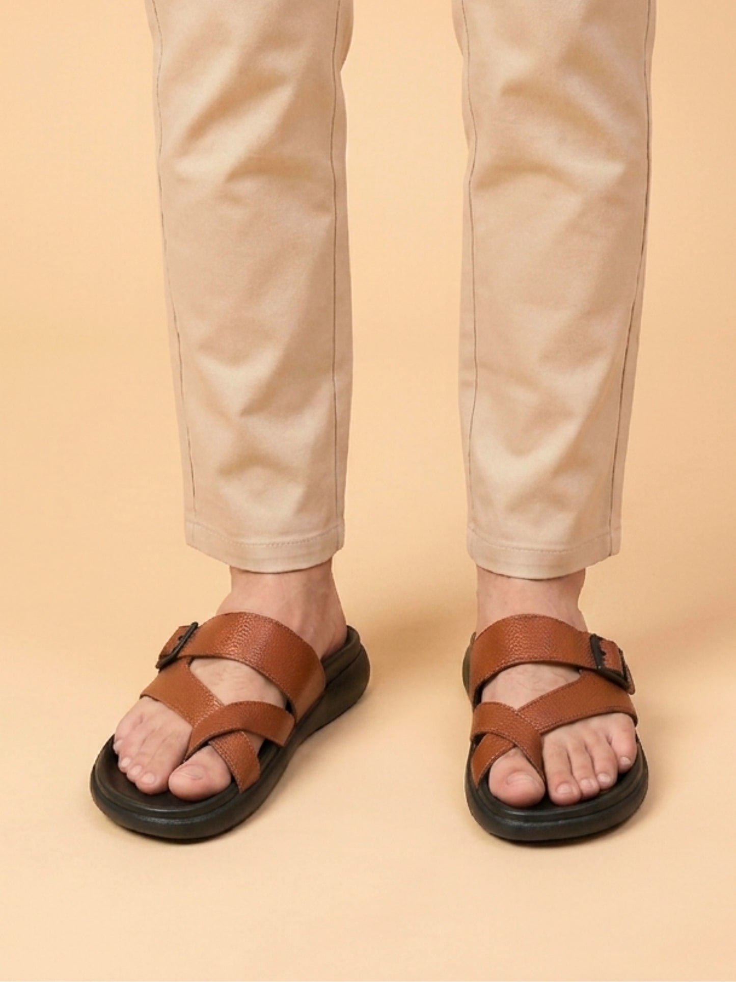Men Cross-Strap Buckle Sandals