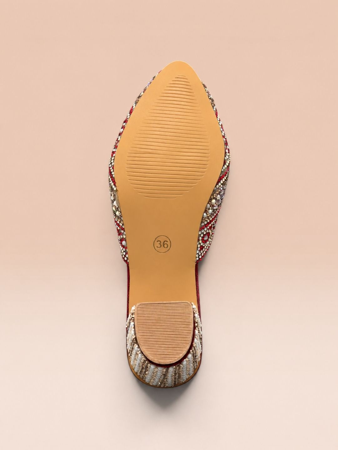 Red Pointed Slip-on Block Heel