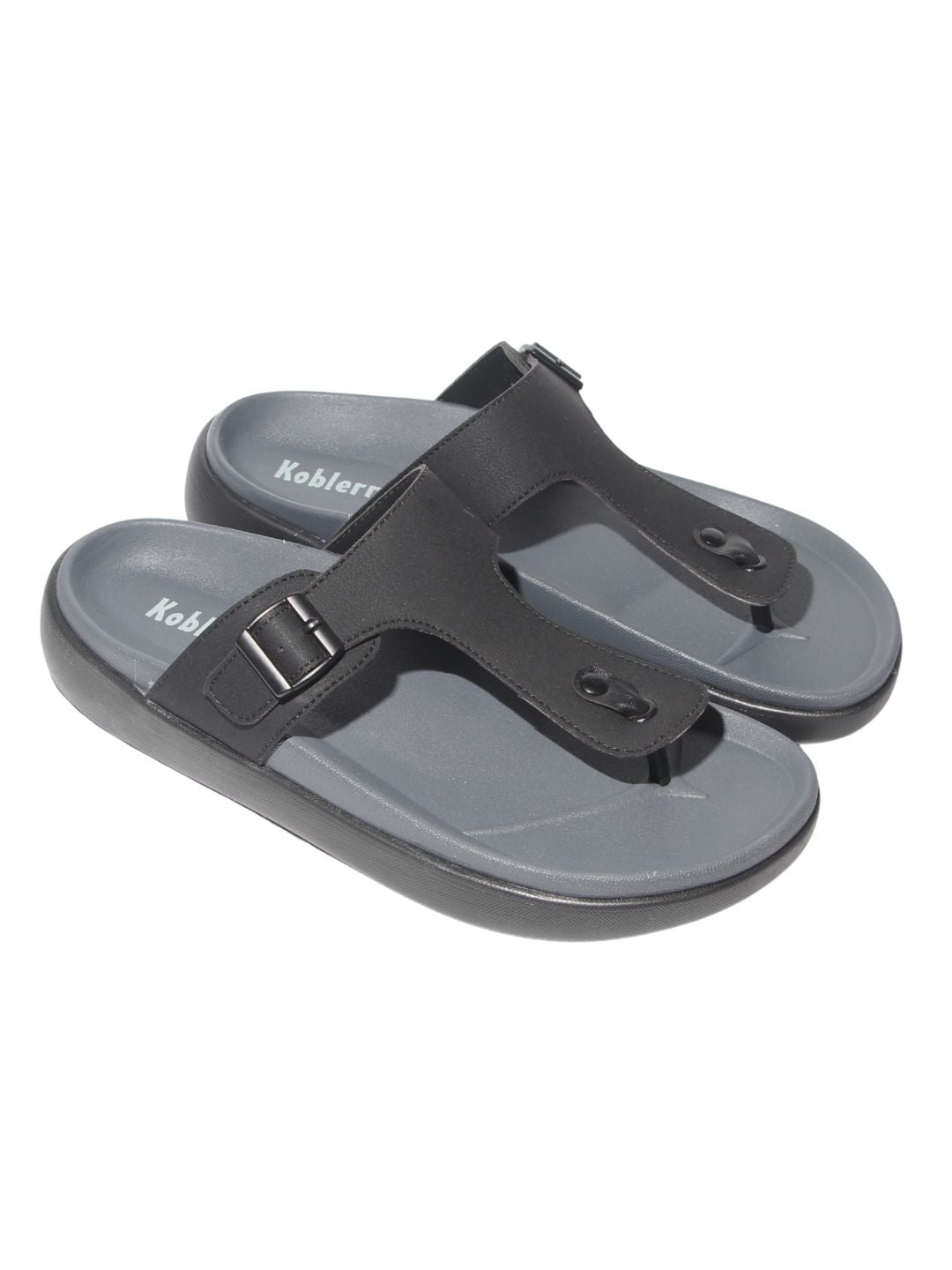 Men's Black T-Strap Sandals