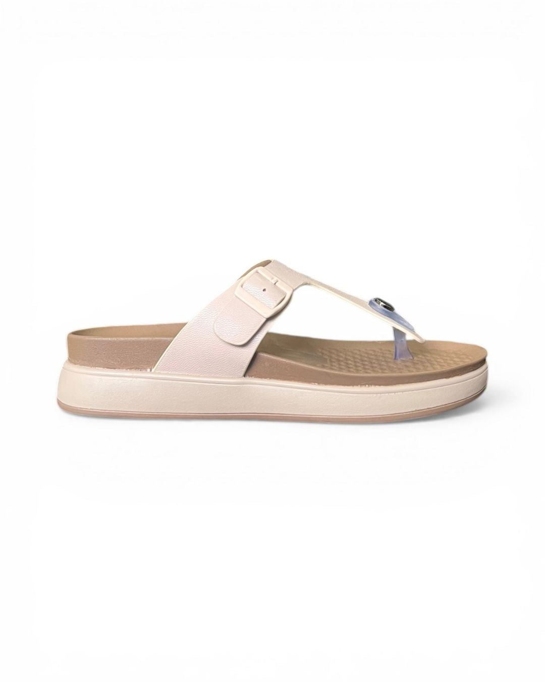 Beige T-strap Sandals