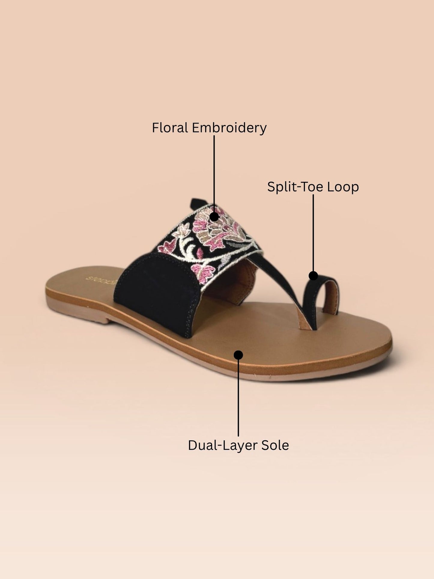 Black Toe Loop Flats