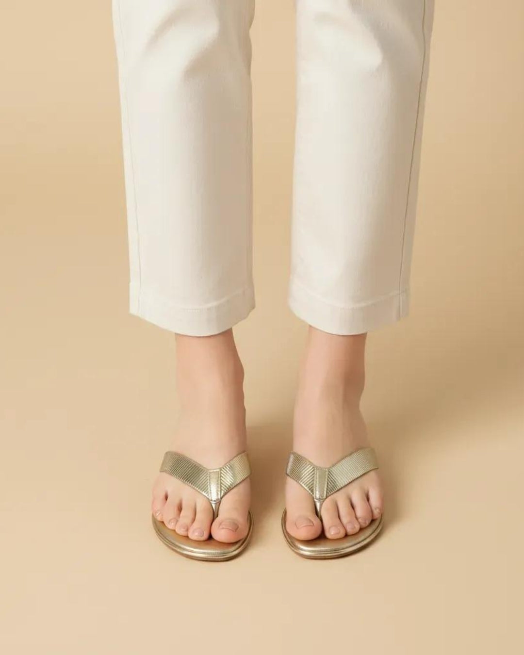 Metallic Thong Wedge Sandals