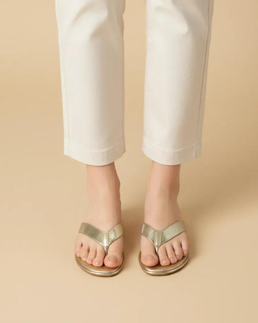 Metallic Thong Wedge Sandals