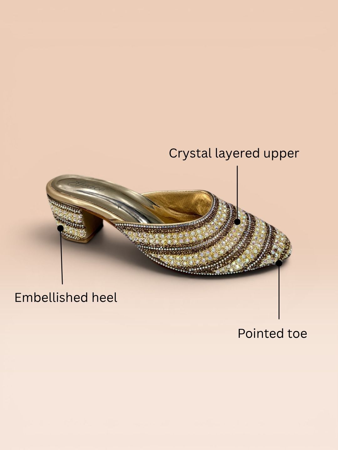 Gold Pointed Block Heel