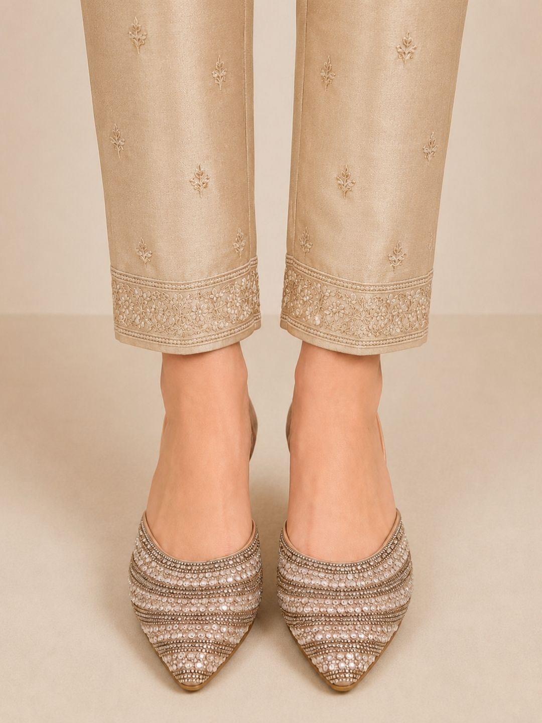 Rose Gold Pointed Block Heel