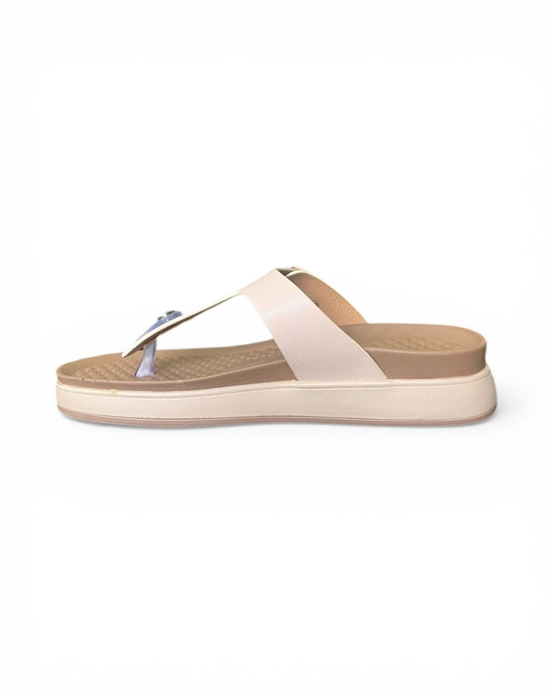 Beige T-strap Sandals