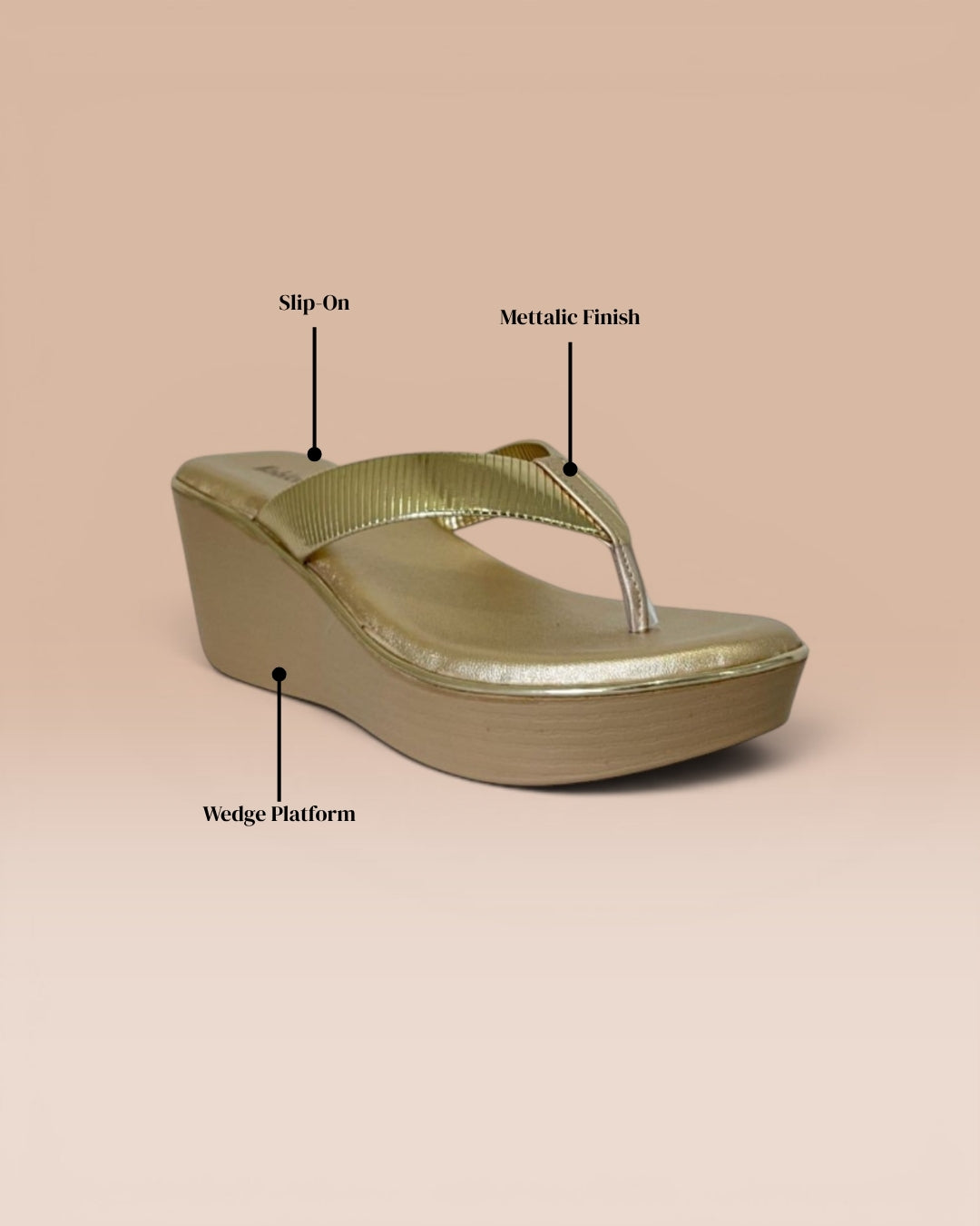Metallic Thong Wedge Sandals
