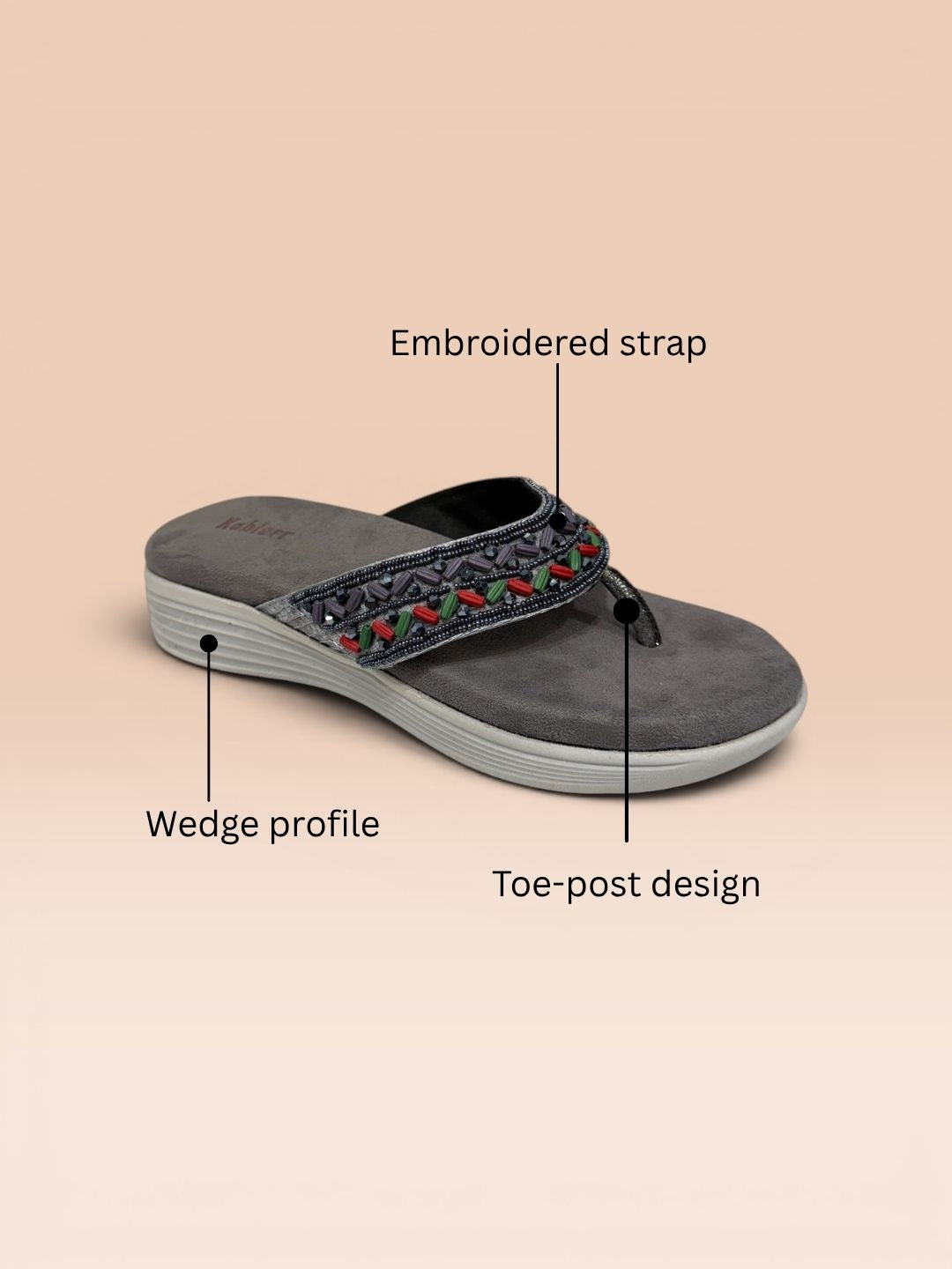 Grey Casual Wedge Sandals