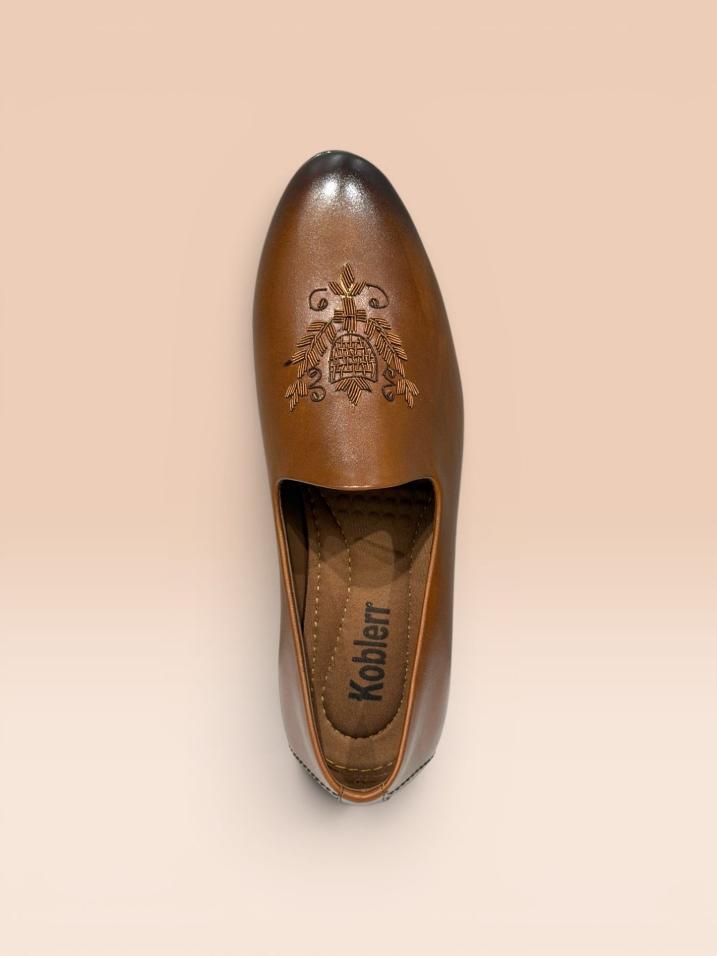 Tan Embroidered Ethnic Loafers