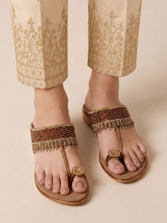 Brown Ethnic wedge Sandals