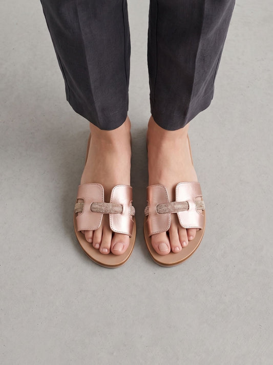 Rose Open-Toe Flats
