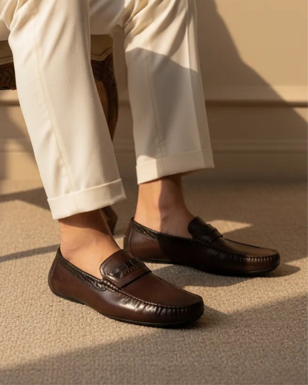 Brown Men Slip-On Loafers