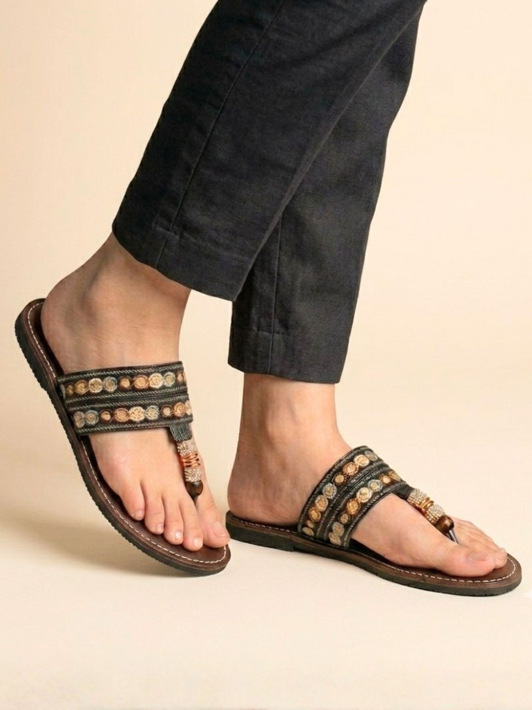 Black Casual Slip-On Sandals