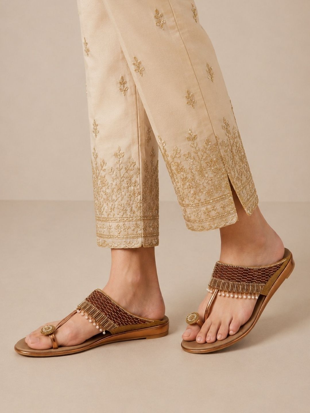 Brown Ethnic wedge Sandals