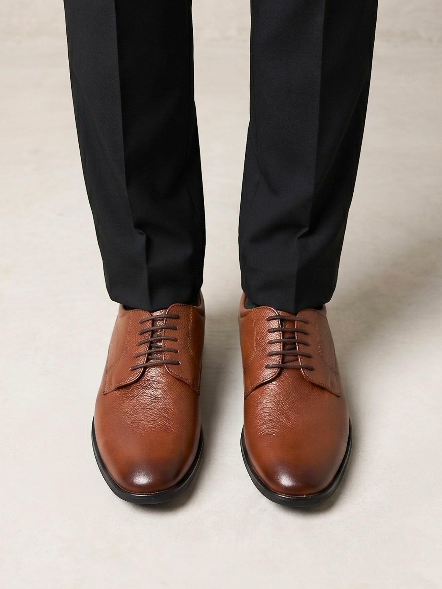 Tan Leather Derby Shoes