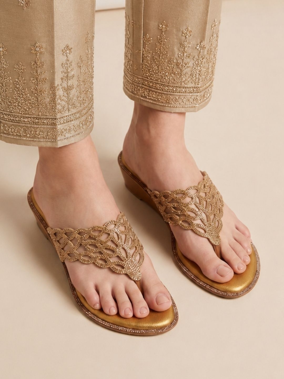 Tan Modern wedge sandals