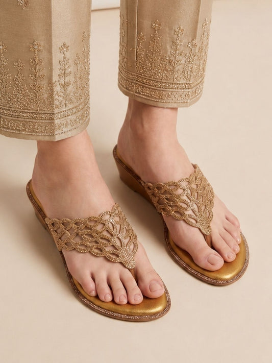 Tan Modern wedge sandals