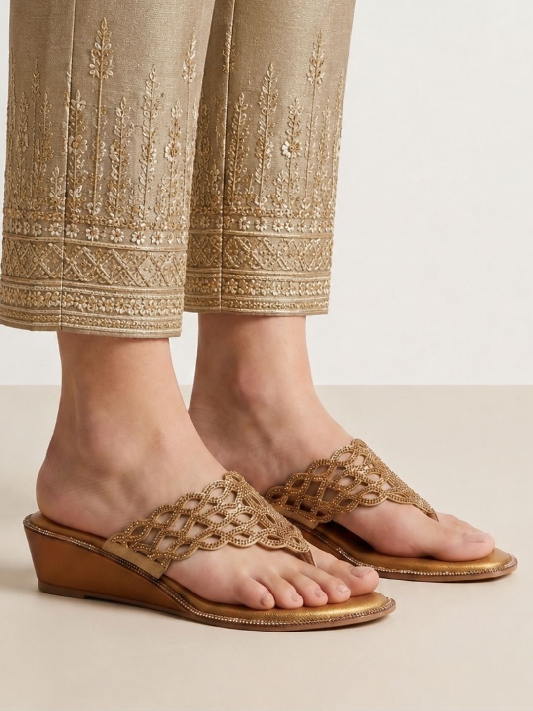 Tan Modern wedge sandals
