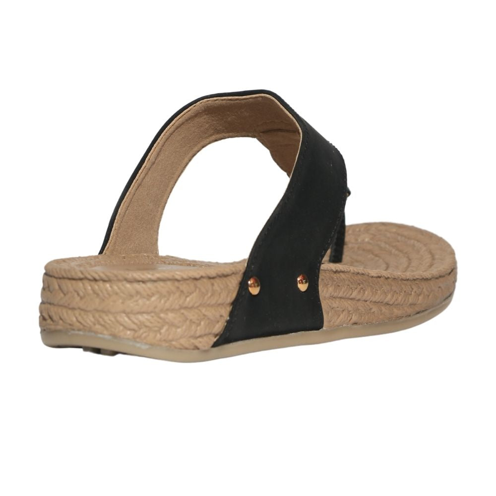Black Comfort Wedge Sandals