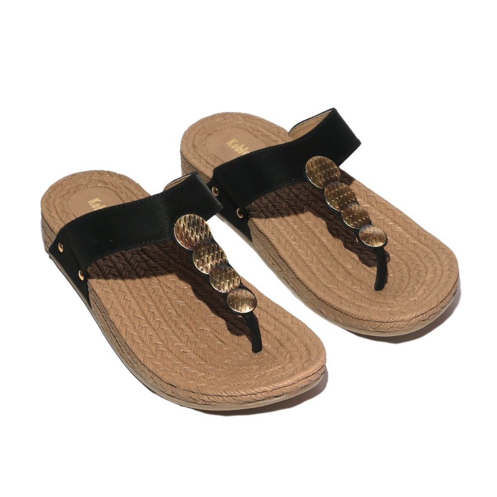 Black Comfort Wedge Sandals