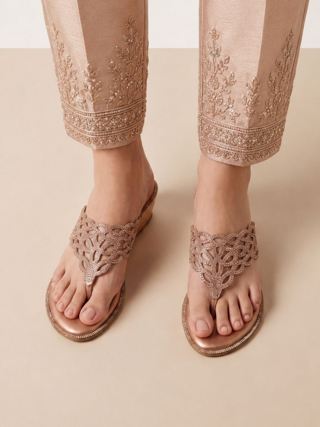 Rose Gold Modern wedge sandals