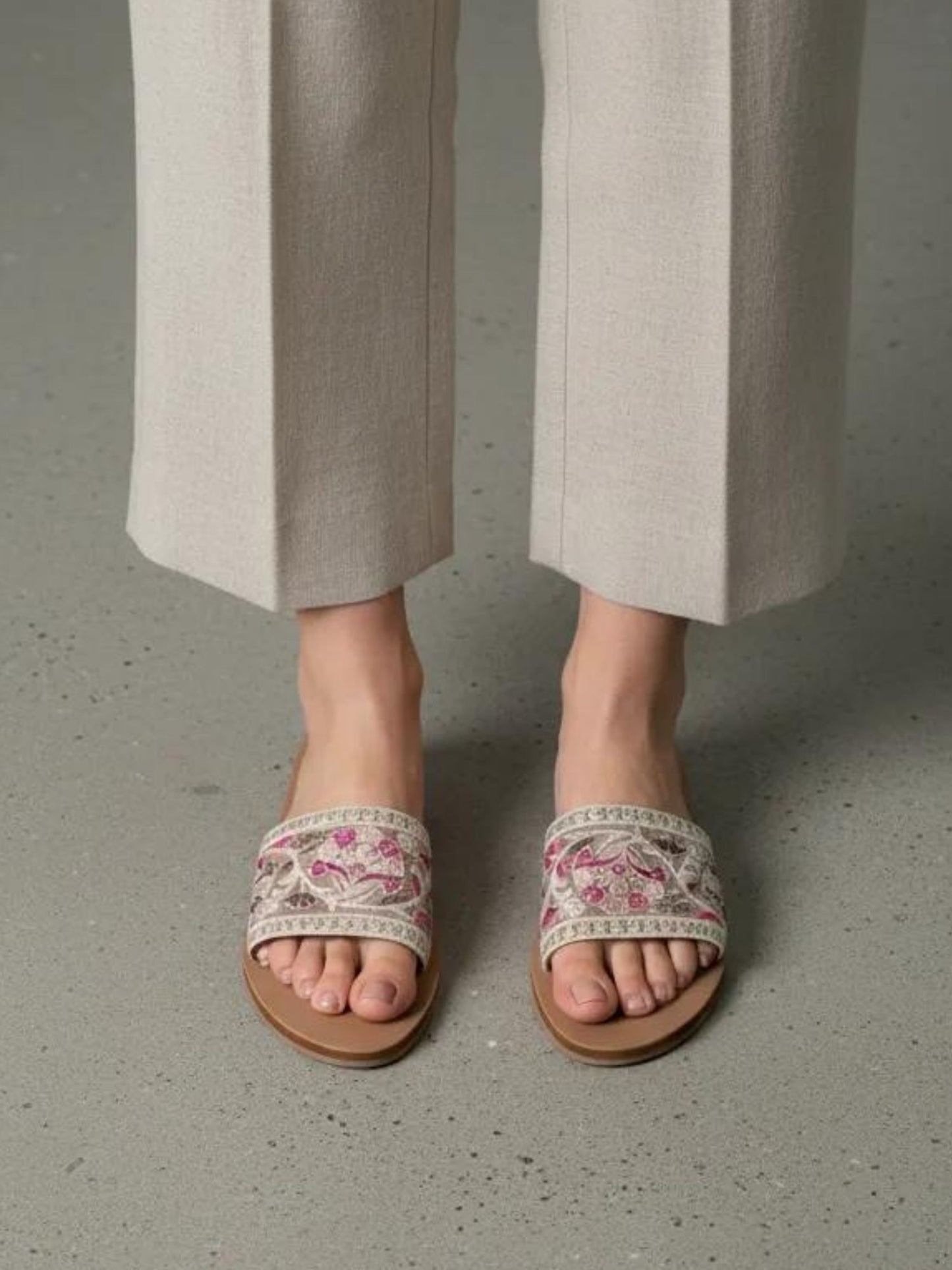 Pastel Pink Embroidered Flats