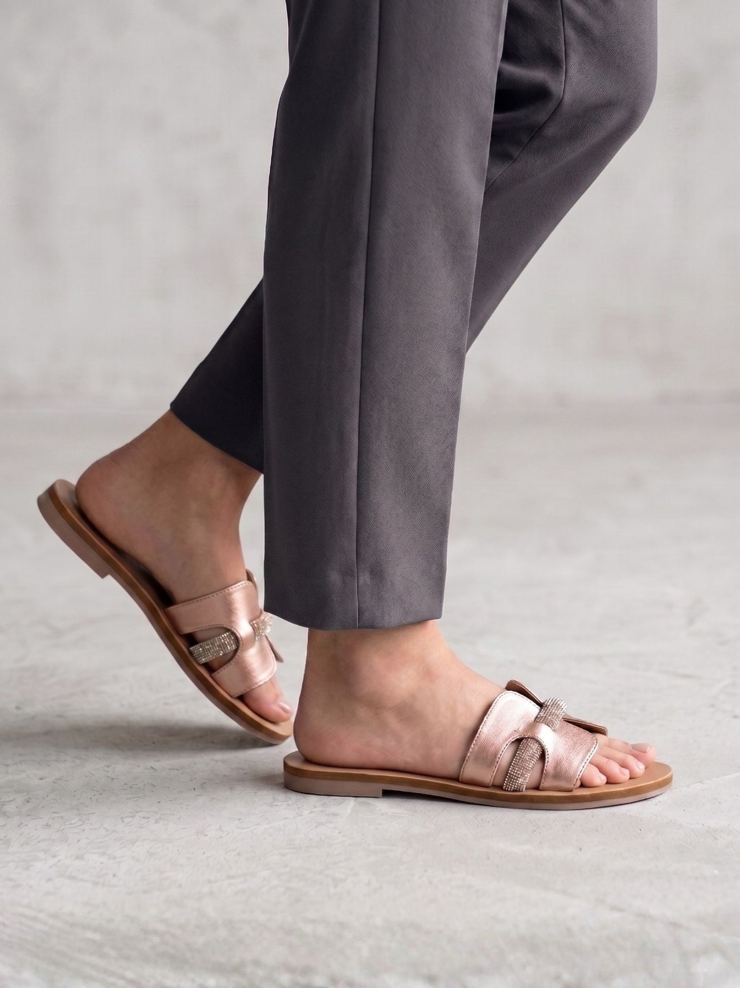 Rose Open-Toe Flats