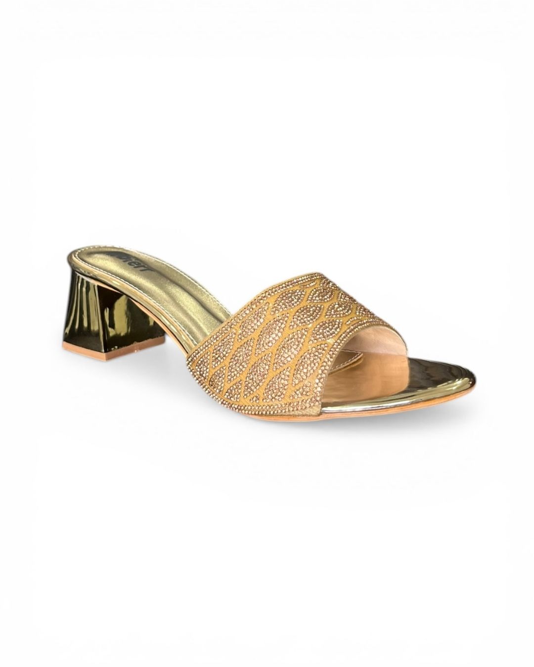 Gold Embellished Block Heels