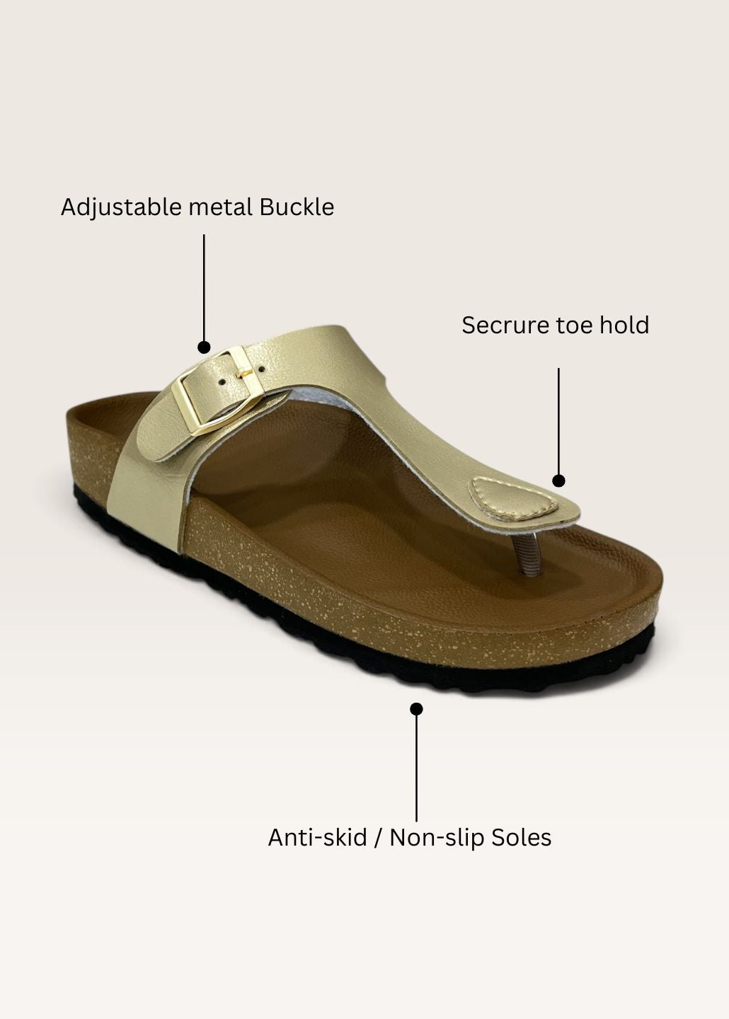 Gold T-Strap Sandals