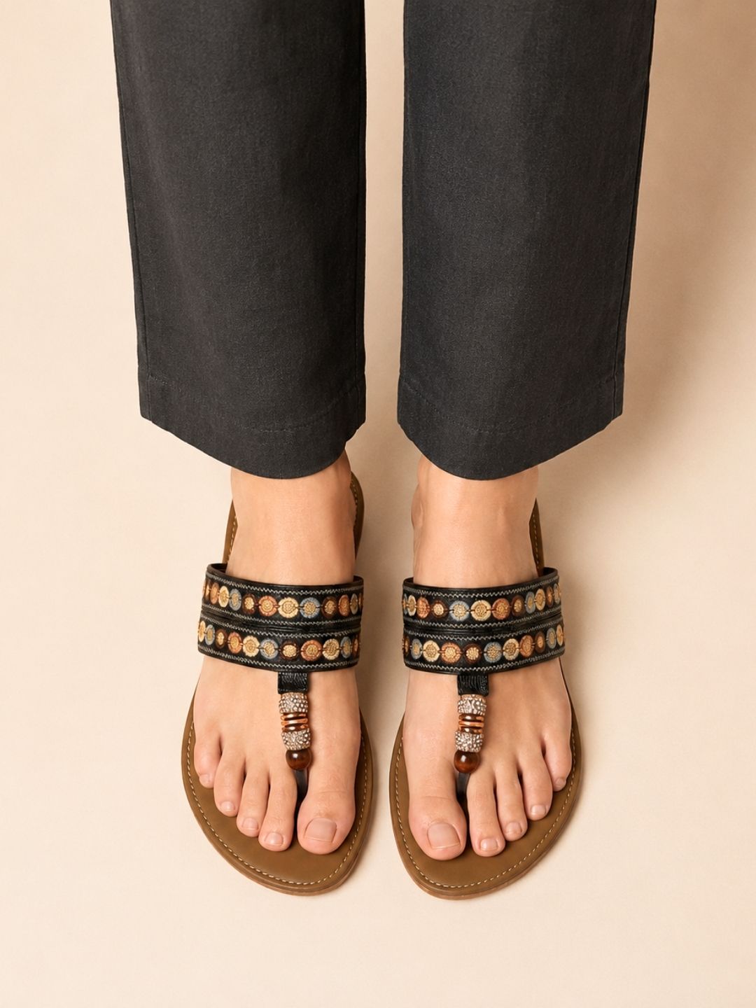 Black Casual Slip-On Sandals