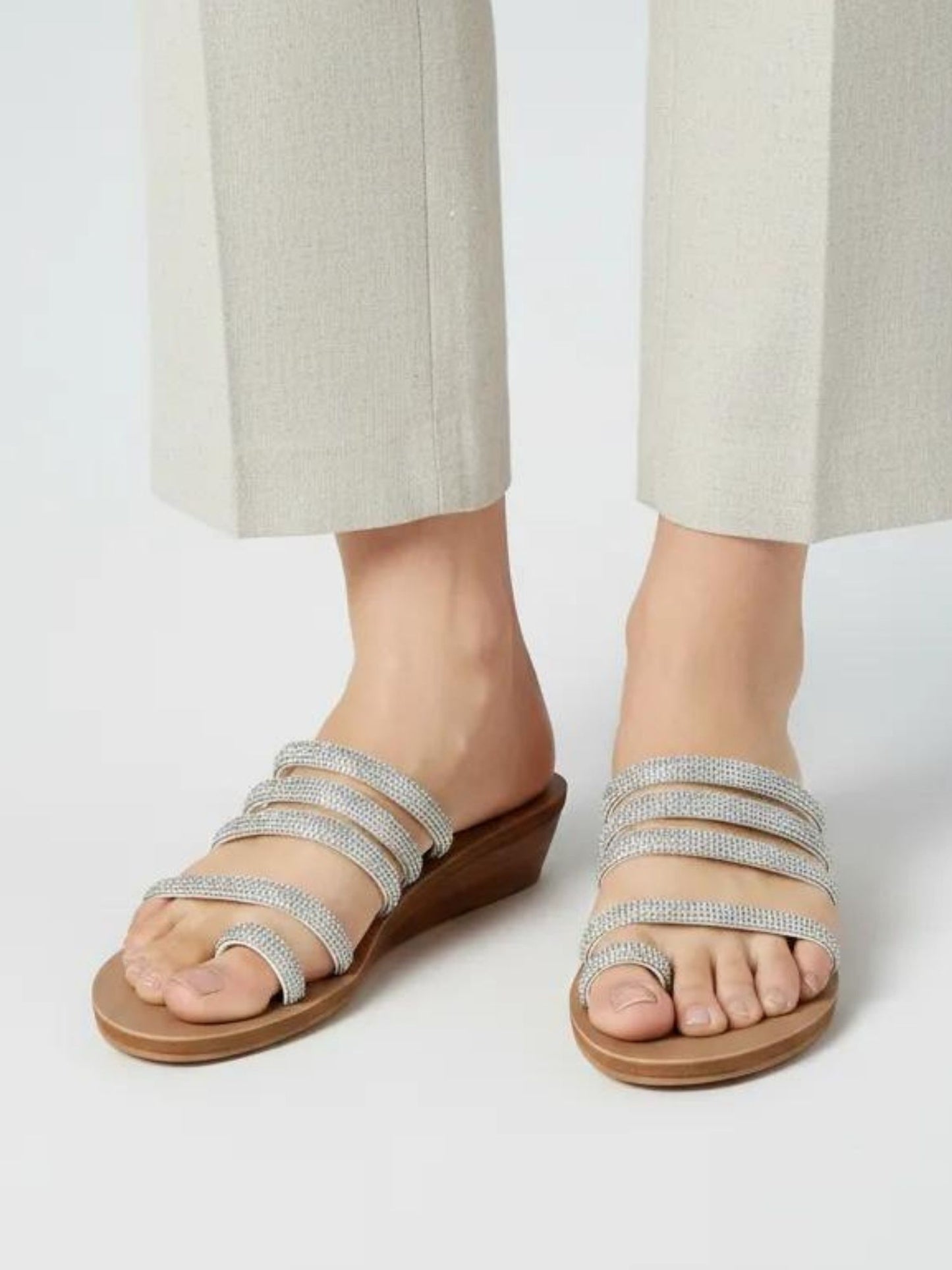 Silver Embellished Wedge Heel
