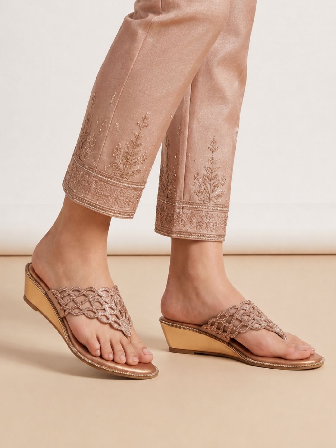 Rose Gold Modern wedge sandals