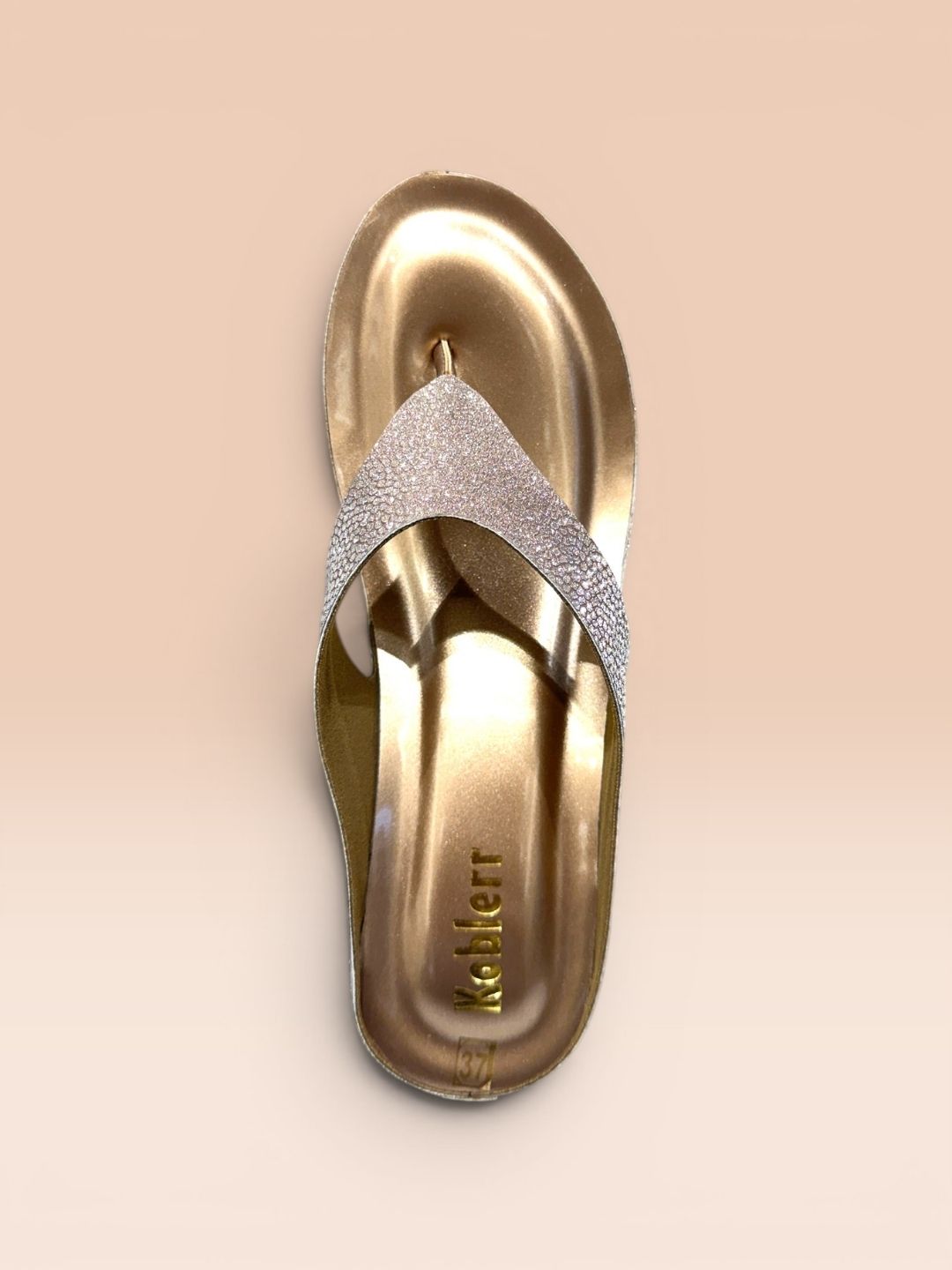 Rose Gold shimmer wedge sandals