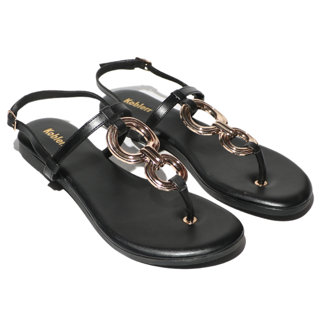 Black T-strap buckle Flats