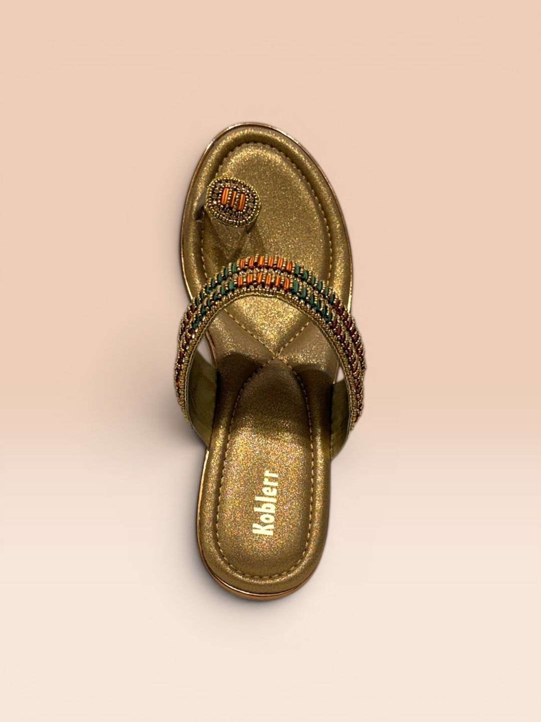 Tan Ethnic wedge sandals