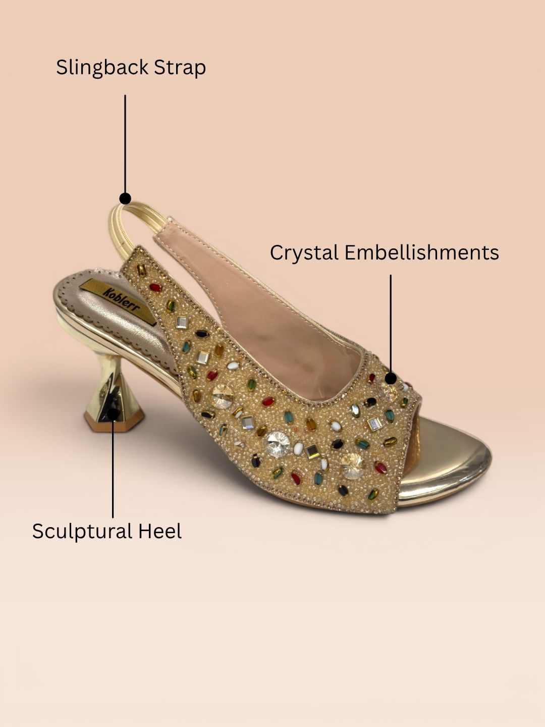 Gold Slingback Sculptural Heel