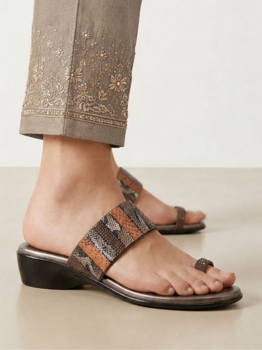 Khaki Toe-ring Heels