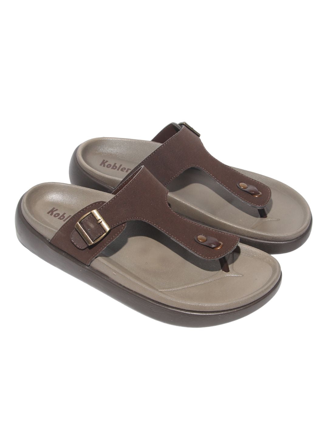 Men's Brown T-Strap Sandals
