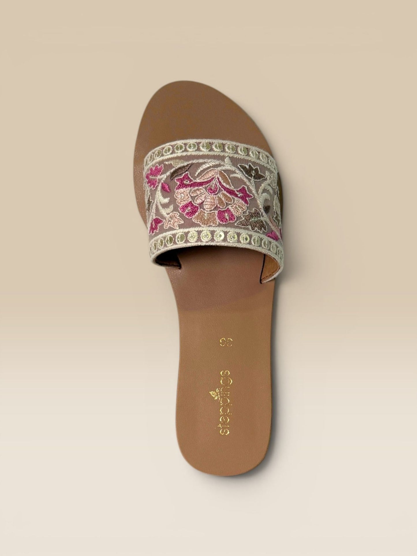 Pastel Pink Embroidered Flats