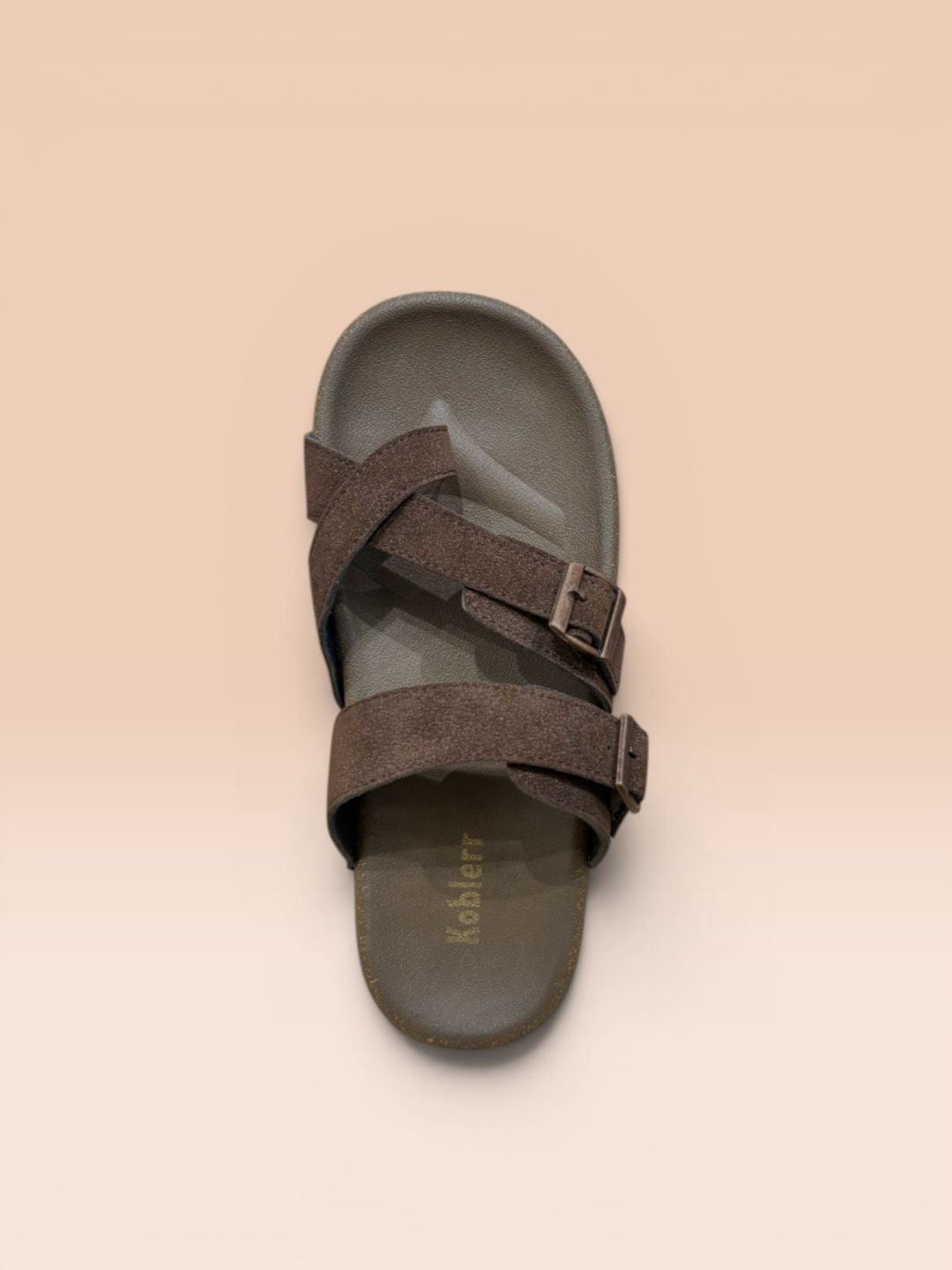 Brown One Toe Two Strap Comfort Sandals