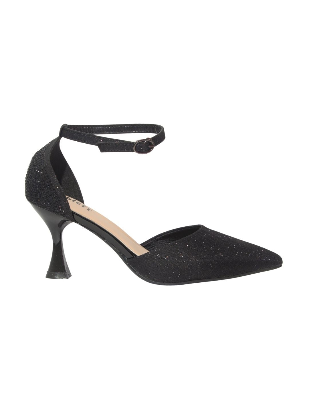 Black Bead Embellished Party Heels