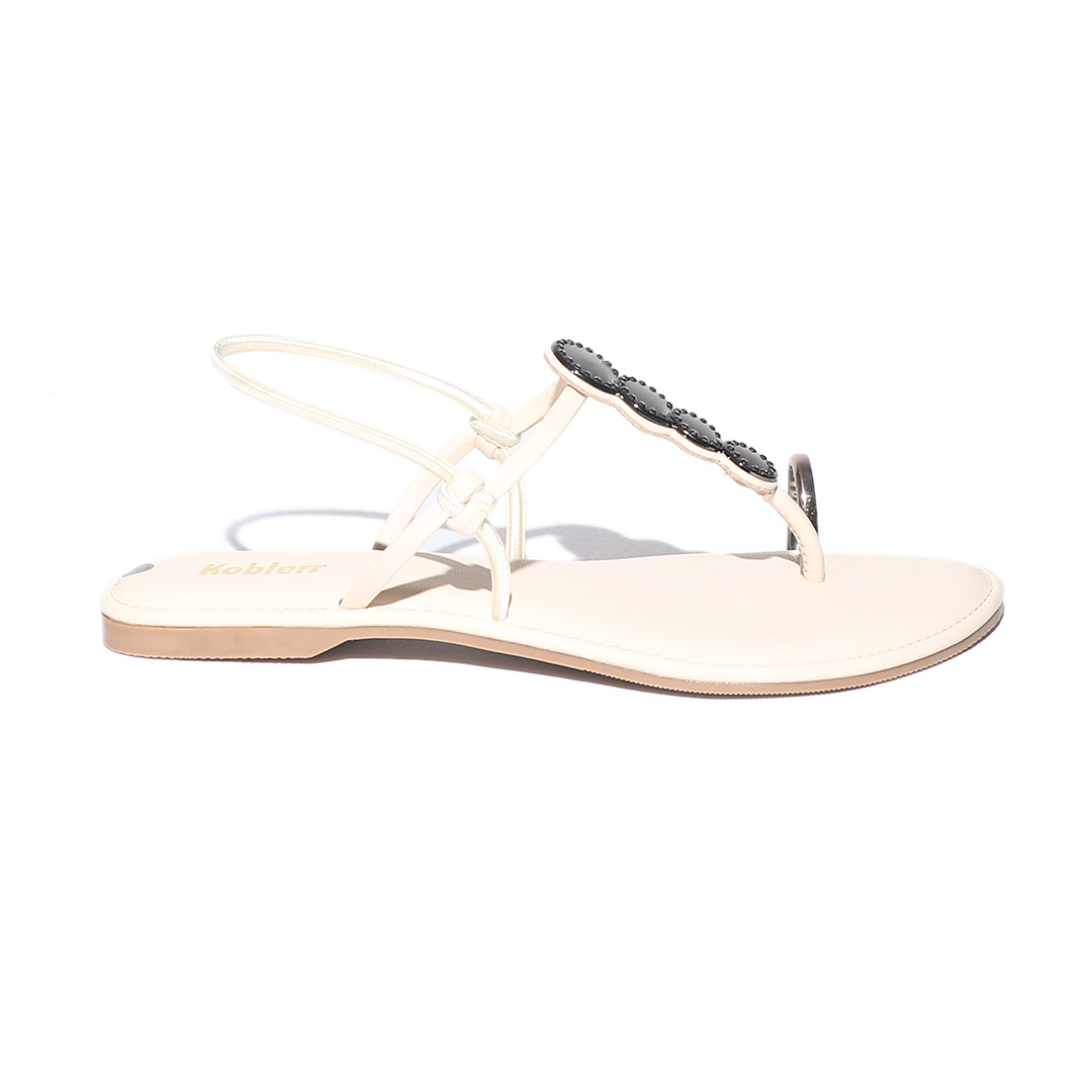 White T-Strap Flats