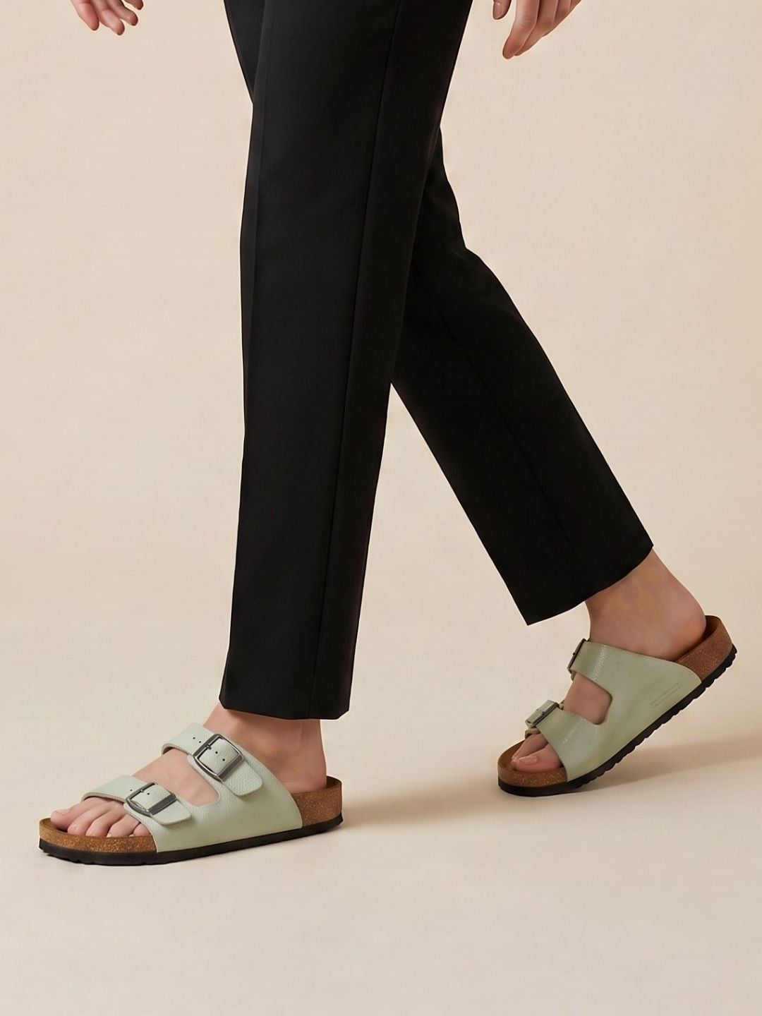 Green Double buckle Sandals