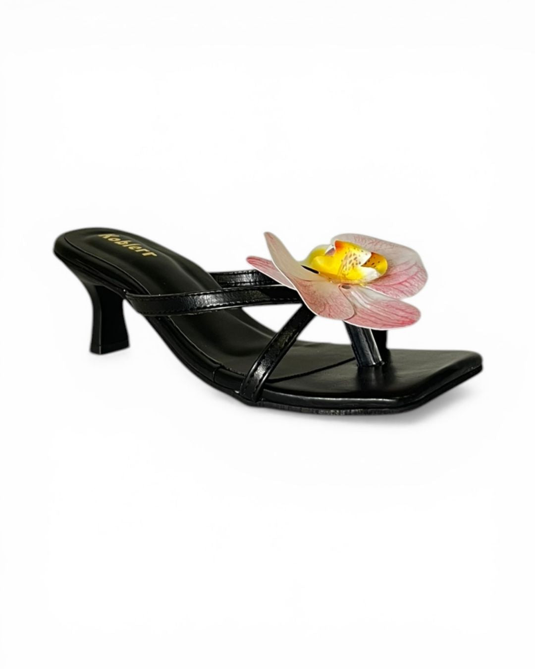 Black Orchid Floral Heels