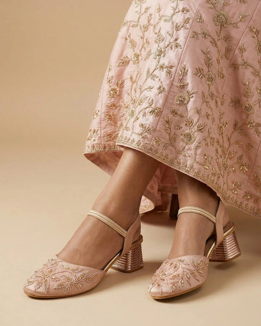 Beads Embellished Block Heels