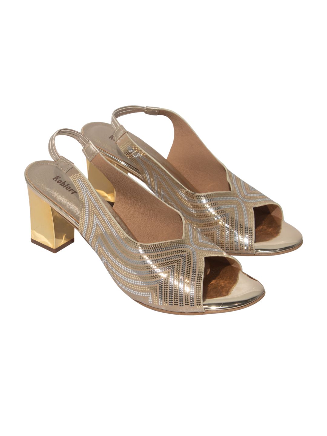 Gold Block Heel Sandals