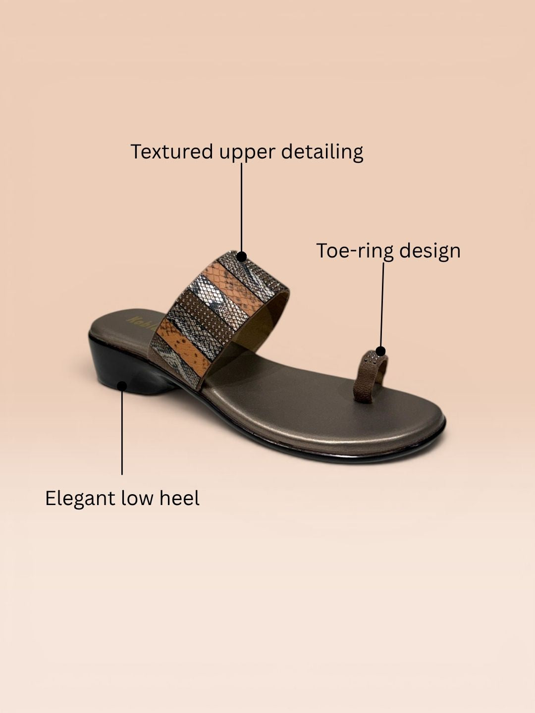 Khaki Toe-ring Heels