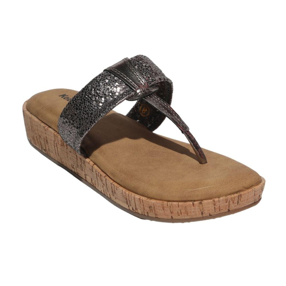 Silver T-Strap Flatform Heel